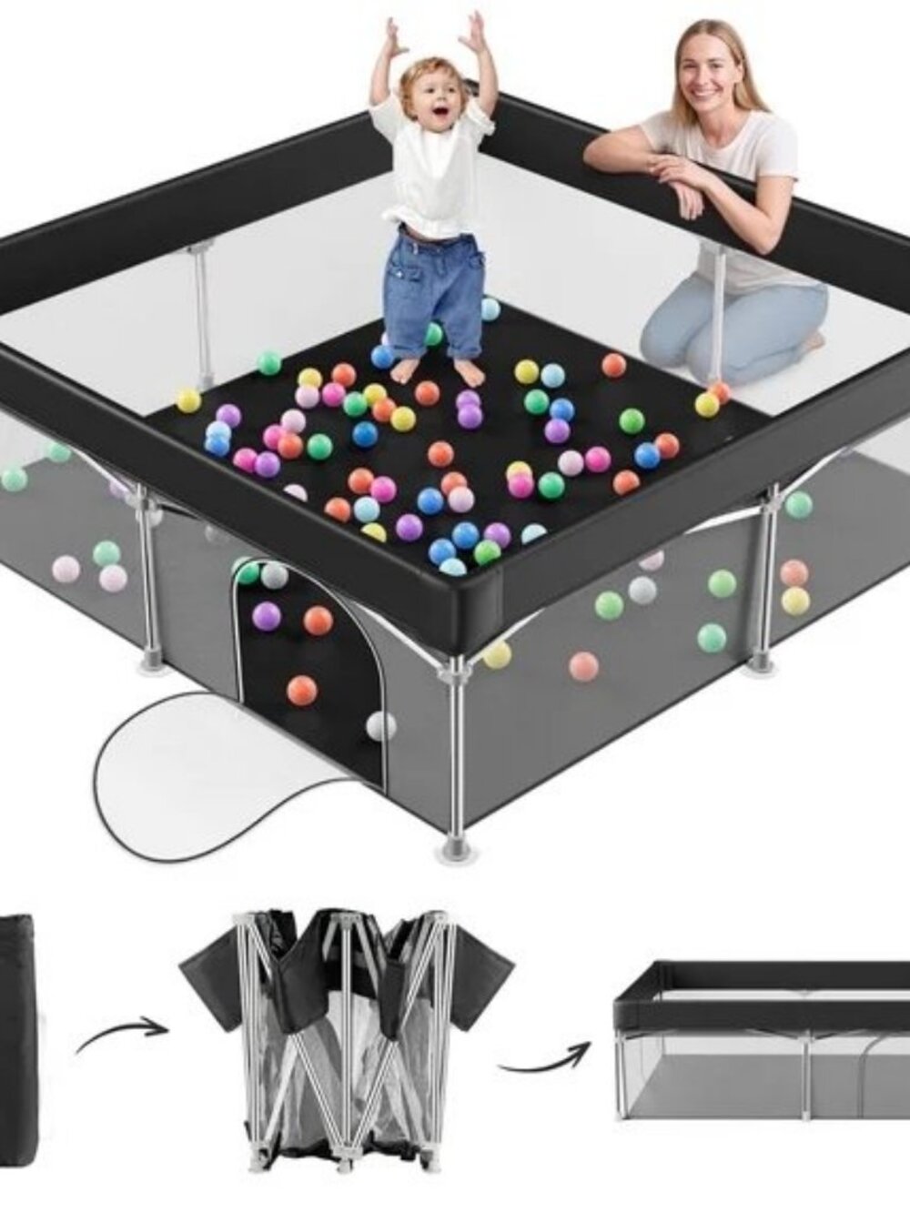 Baby Playpen Large Play Yard Fence for Toddlers 50x50x27 inch